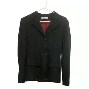 Barami Women Black Blazer Jacket Size 4 Made in USA Classic Button Front